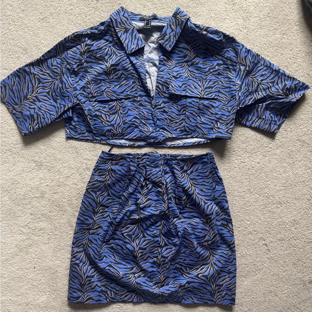 Blue and Black Zebra Print Skirt